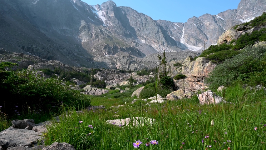 Hiking a dirt and rock path in Rocky Mountain National Park, Colorado, USA
