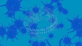 Animation of covid 19 cells over globe with numbers and connections. global covid 19 pandemic concept digitally generated video. - Powered by Shutterstock - Get 15% off with code: PIKWIZARD15