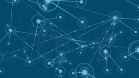 Digital animation of network of connections against 3d city model spinning on blue background. global networking and architectural engineering technology concept - Powered by Shutterstock - Get 15% off with code: PIKWIZARD15