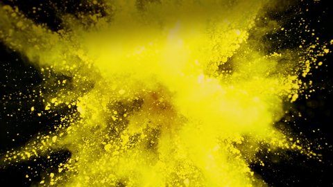 Colored powder explosion on black background. Super  slow motion