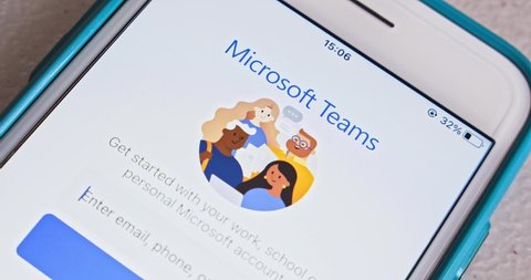 Kumamoto, JAPAN - Aug 10 2021 : Slowly zoom in Microsoft Teams app logo. Microsoft Teams is the hub for team collaboration, and business platform by Microsoft, as a part of the Microsoft 365 family