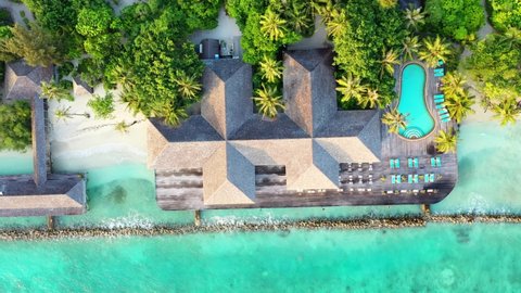 Beach bungalows at Kuredu Island, Maledives