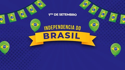 Brazil Independence Day Celebration. Brazil Waving Flag Animation. Suitable for Celebrating Brazil National Day Concept and Brazilian Language: "independencia do brasil"