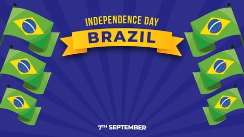 Brazil Independence Day Celebration. Brazil Waving Flag Animation. Suitable for Celebrating Brazil National Day Concept 