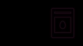 Glowing neon line Pack full of seeds of a specific plant icon isolated on black background. 4K Video motion graphic animation.
