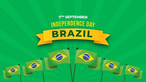 Brazil Independence Day Celebration. Brazil Waving Flag Animation. Suitable for Celebrating Brazil National Day Concept