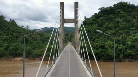 Aerial View Dak Rong Suspension Bridge Stock Footage Video (100% ...