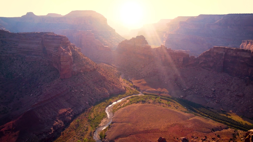 Aerial view of the amazing San Rafael River Canyon in Utah also called the Little Grand Canyon Royalty-Free Stock Footage #1077803531