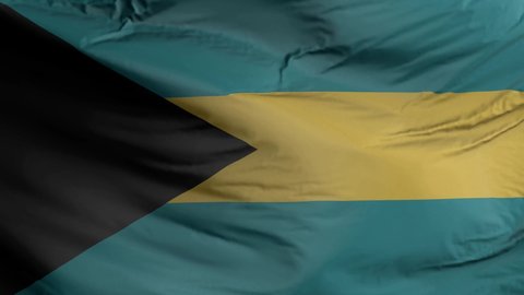 Bahamas flag seamless closeup waving animation. Bahamas Background. 3D render, 4k resolution