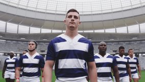 Animation of confetti over male rugby players at stadium. global sports, fitness and data processing concept digitally generated video. - Powered by Shutterstock - Get 15% off with code: PIKWIZARD15