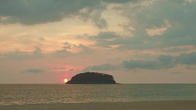 stunning cloud in sunset above Pu island Kata beach Phuket Thailand.
beautiful moving cloud background.
4k stock footage video in travel concept.
