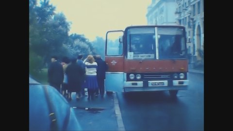 ST. PETERSBURG, RUSSIA MAY 1981: Bus in the street in 80's