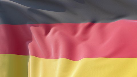 Close up of Germany Flag Waving in a Sunny Day, Dutch Flag waving in Slowmotion 4K Video Element