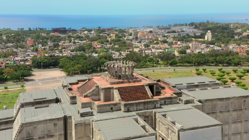 Columbus lighthouse Santo Domingo drone rotate around the famous monument Dominican Republic 