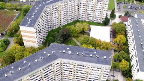 Aerial Tilt Down Beautiful Shot Of Residential Buildings In City - Erfurt, Germany