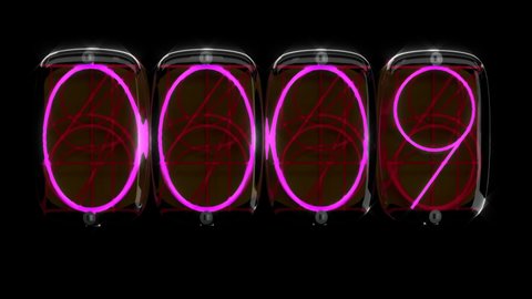 Pink Neon counter clock 10 seconds electron number 4k