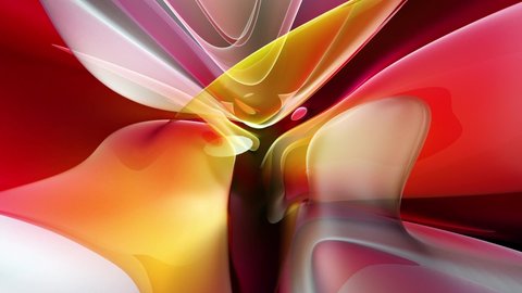 3d render video animation abstract art 3d background with part of surreal alien flower in curve wavy organic biological lines forms in transparent plastic material in orange pink and purple gradient  