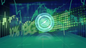 Neon digital clock ticking over stock market data processing against green background. global economy and technology concept - Powered by Shutterstock - Get 15% off with code: PIKWIZARD15