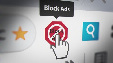 Mouse Cursor Clicking "Block Ads" Button (Stop Spam and Intrusive Advertising Banners)
