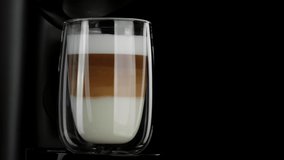 Cappuccino. Layers of cappuccino. Process making cappuccino or latte. 4K UHD video