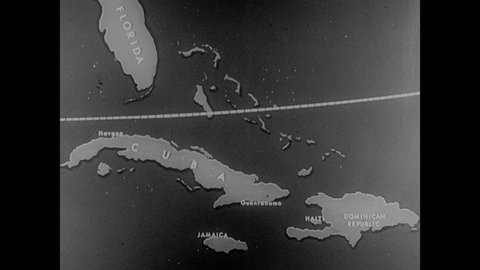 1960s: Map shows navy maneuvers around Cuba.