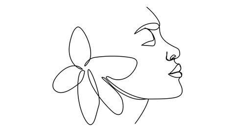 continuous lines, beautiful women, faces and flowers