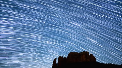 Sedona Cathedral Rock and Startrails Tilt Up Arizona USA Astrophotography Time Lapse