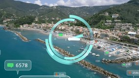 Neon ticking clock over social media icons on multiple speech bubbles floating against cityscape. social media networking and technology concept - Powered by Shutterstock - Get 15% off with code: PIKWIZARD15