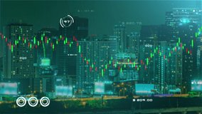 Digital city futuristic background with stock exchange market candlestick graph chart and modern finance business data analytic symbol, finance business investment concept. - Powered by Shutterstock - Get 15% off with code: PIKWIZARD15