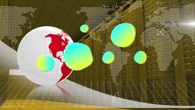 Gradient abstract shape over spinning globe and world map against computer server room. global networking and data storage technology concept - Powered by Shutterstock - Get 15% off with code: PIKWIZARD15