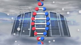 White spots and dna structure over data processing and computer servers against clouds in sky. cloud data storage technology concept - Powered by Shutterstock - Get 15% off with code: PIKWIZARD15