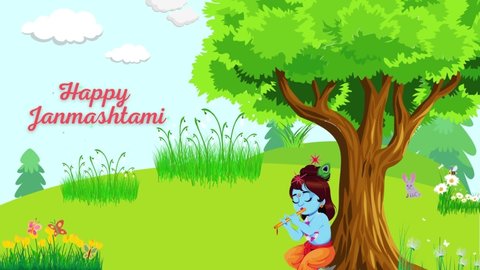 Happy janmashtami | Happy Krishna Janmashtami| Happy Krishna Jayanthi | Happy Ashtami Rohini : greetings, wishes, festival, celebration, happiness, vrindavan, animation video