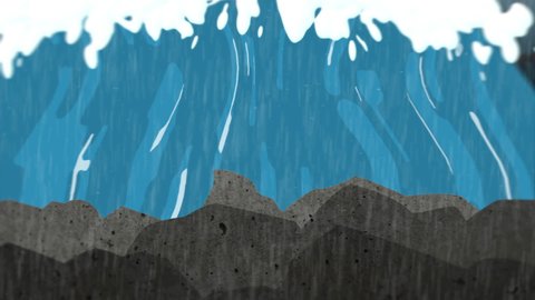 Storm Surge Wave with Rain Animation