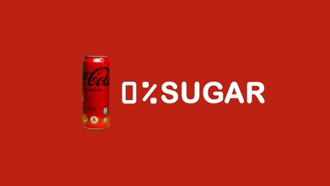 "Klang, Malaysia-Circa August, 2021: Rotating  Coca Cola No Sugar can drink with loading and infographic footage. A healthier Coca Cola drink for diet."