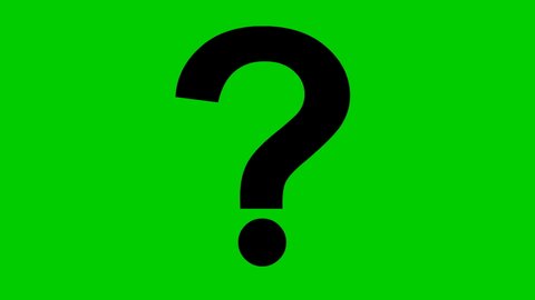 Animated black symbol of question mark. Looped video. Vector illustration isolated on a green background.