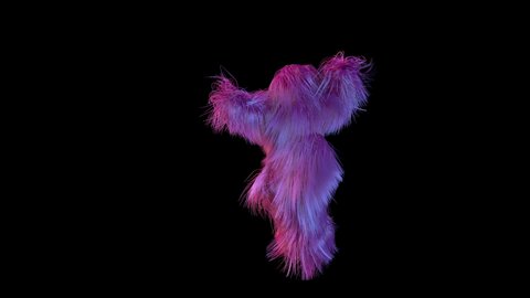 Pink color hairy monster dancing Samba animation 