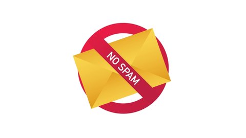 No spam with envelope. Spam Email Warning. Concept of virus, piracy, hacking and security. Motion graphics.