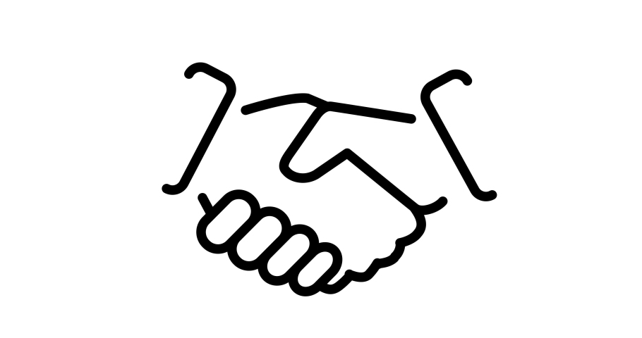 A 4K illustration of shaking hands icon in outline design, animated on a white background | Shutterstock HD Video #1077987734