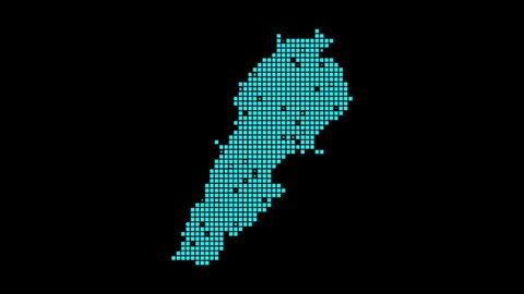 Lebanon digital map. Map of Lebanon in dotted style. Shape of the country filled with rectangles. Awesome video.