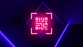 Digital animation of glowing neon pink qr code against glowing neon blue tunnel on black background. barcode identification and technology concept - Powered by Shutterstock - Get 15% off with code: PIKWIZARD15