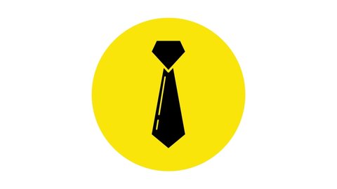 Black Tie icon isolated on white background. Necktie and neckcloth symbol. 4K Video motion graphic animation.