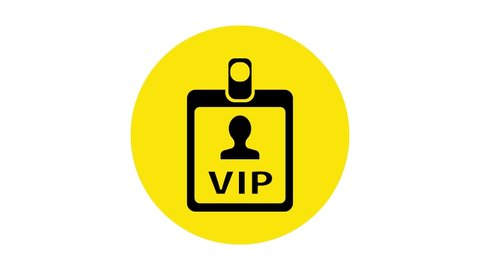 Black VIP badge icon isolated on white background. 4K Video motion graphic animation.