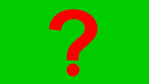 Animated red symbol of question mark. Looped video. Vector illustration isolated on a green background.