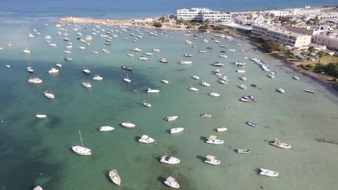 Formentera: the sea and the boats at La Savina.