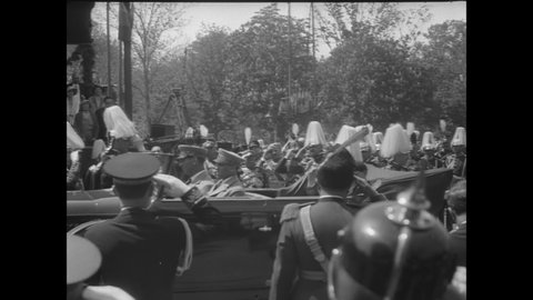 CIRCA 1931 - King Carol II watches a military parade celebrating independence day in Bucharest, Romania.