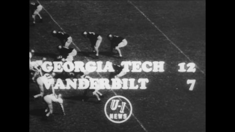 CIRCA 1949 - The Georgia Tech Yellow Jackets defeat the Vanderbilt Commodores in an upset football game.