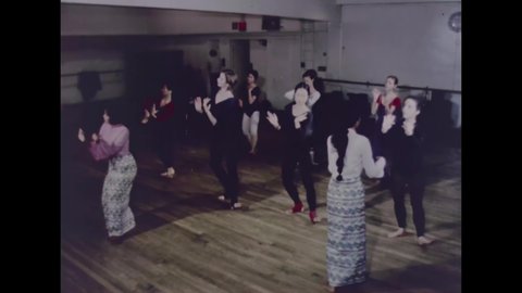 CIRCA 1975 - The Burmese National Theatre dancers perform and teach a cross New York City.