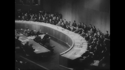 CIRCA 1946 - At a UN Security Council meeting, Netherlands Ambassador van Kleffens denounces Ambassador Gromyko.