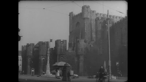 CIRCA 1930s - Castles and churches in Belgium.