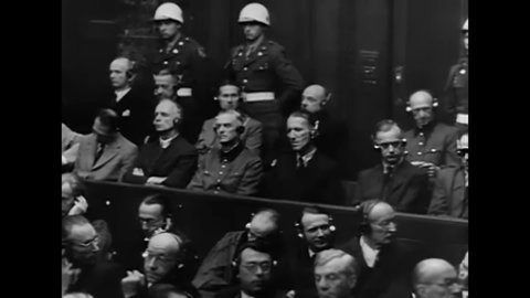 CIRCA 1946 - Nazi defendants in the Nuremberg Trials hear their verdicts.